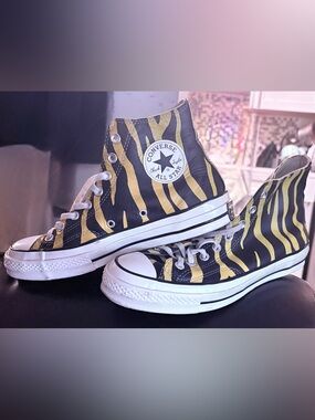 Unisex Converse Chuck 70 Hi Vivid Black Sulfer Zebra Print leather sneaker